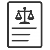 Icon with scales of justice and symbolic written text