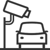 Icon of a security camera pointing at a car