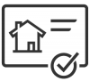 Icon of generic house with a list and checkmark