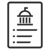 Icon graphic of a generic city hall and item list