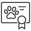 Icon with dog's paw against a certificate