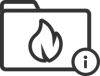 Icon of a file folder with symbol of flame and the letter i for information