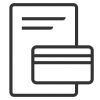 Icon of a list next to a generic bank card