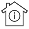 Icon of generic house with the letter i for information