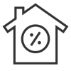 Icon of a generic house with a percent sign 