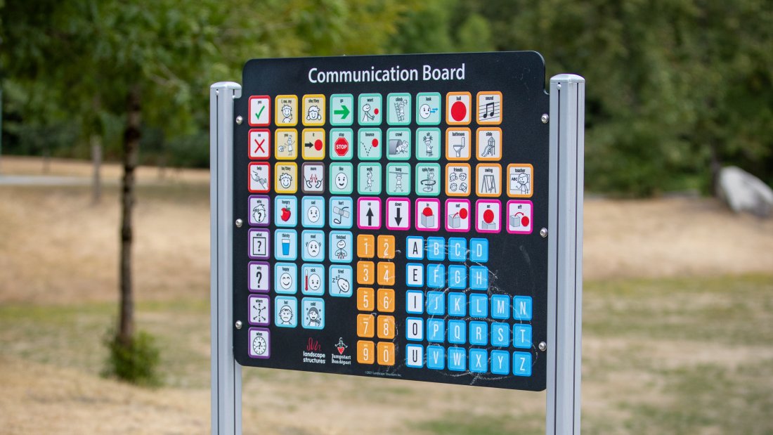 Communication Board at Unwin Park's fully accessible playgorund.