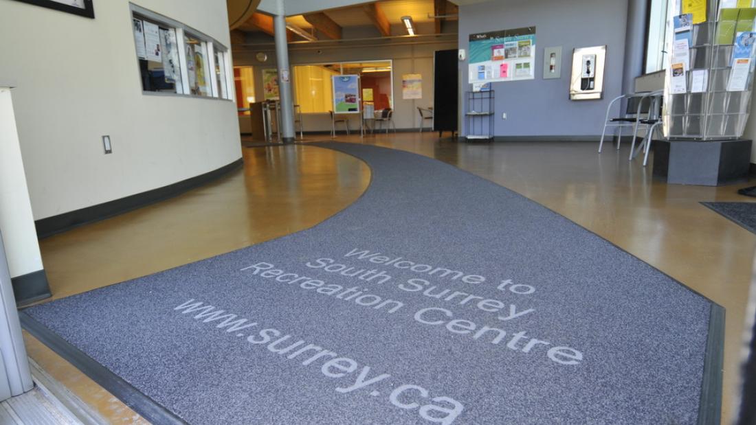 Foyer and welcome mat of a recreation centre
