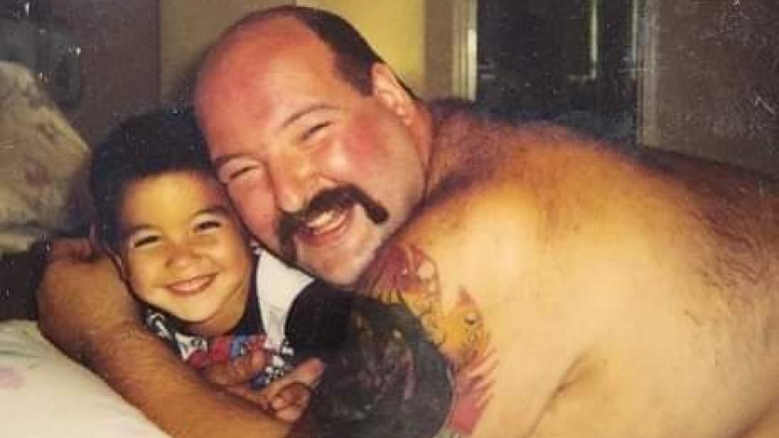 WWF wrestler John Tenta with his son