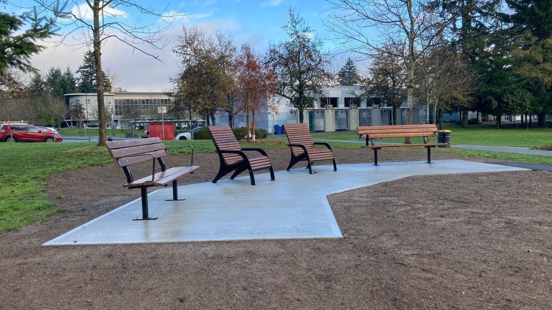 Park benches at Francis Park