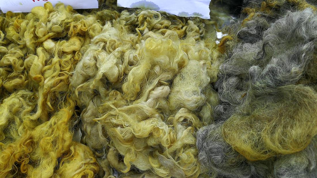 yellow dyed fibres