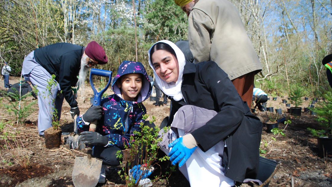Mother and child tree planting