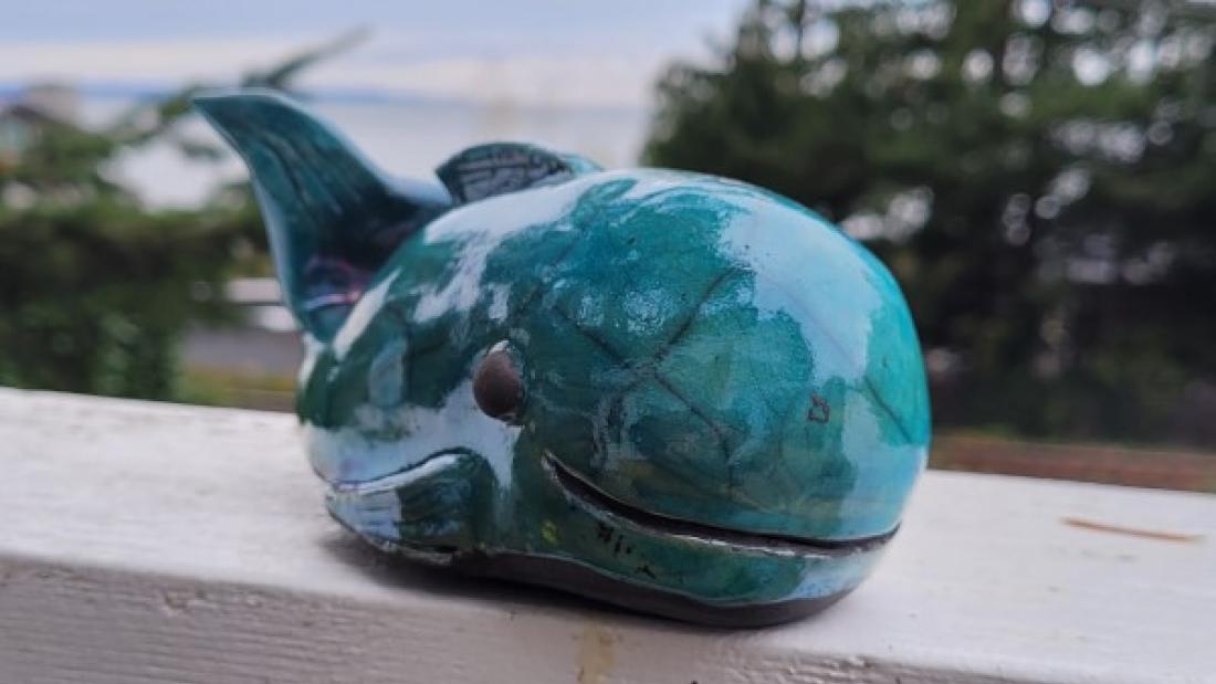 blue ceramic whale