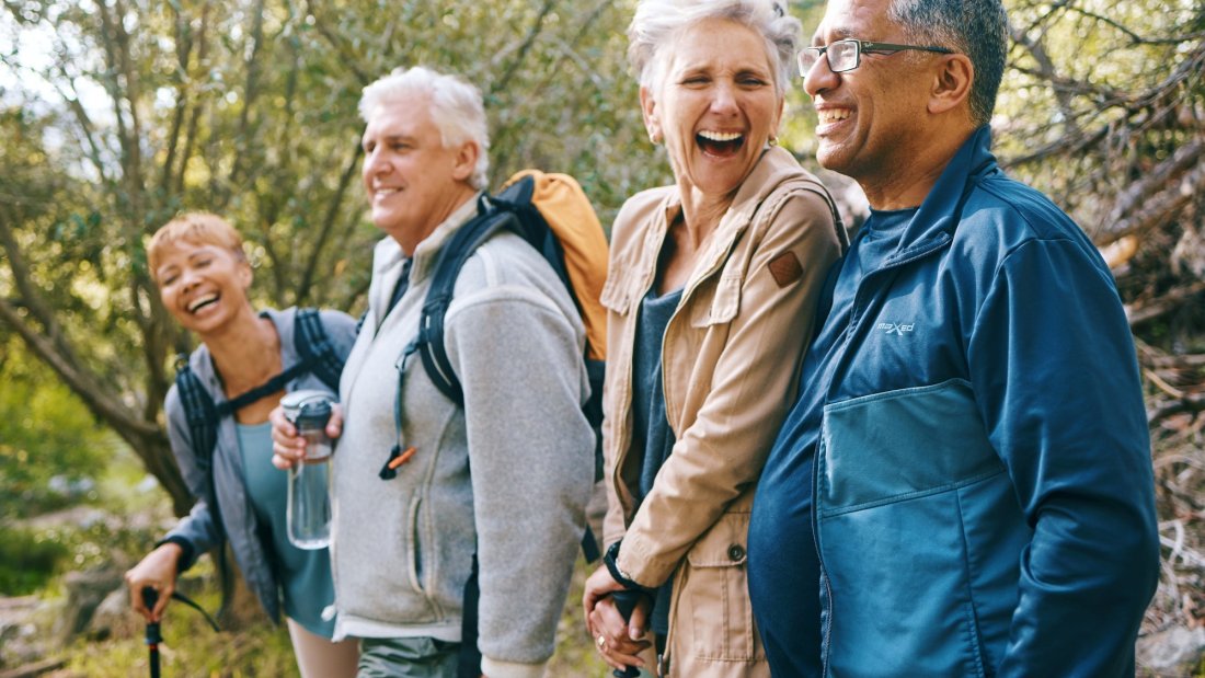 a group of older adults hiking