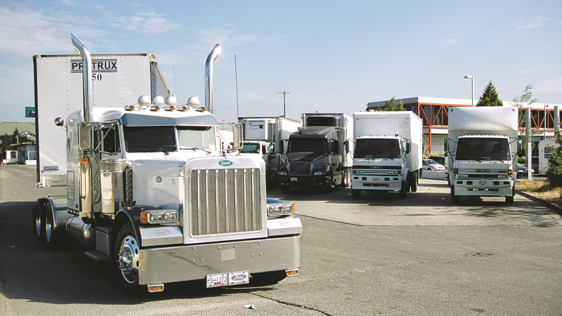 Trucks parking blue sky