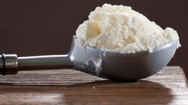 A scoop of vanilla ice cream