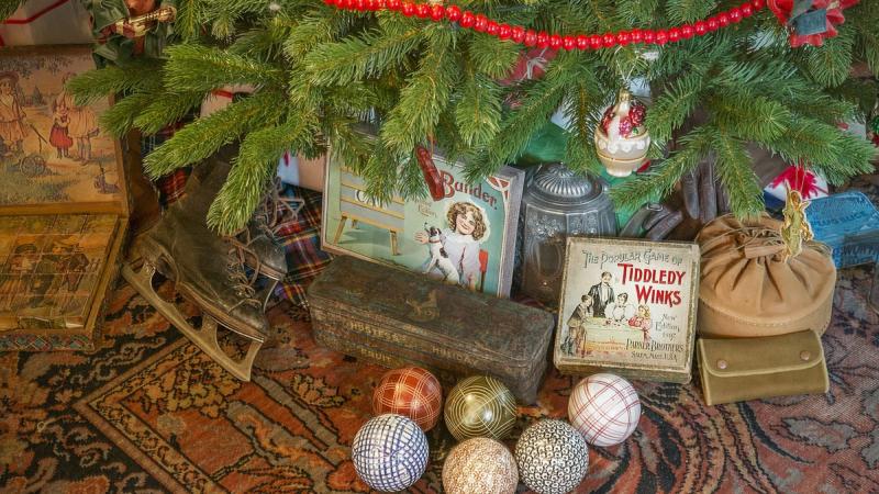 Items under a Victorian Christmas  tree