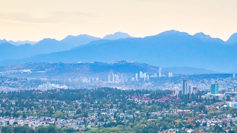 mountains and city view of surrey