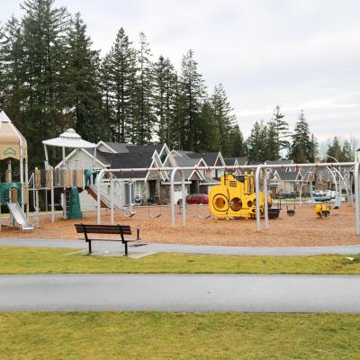 Playground with houses in the background