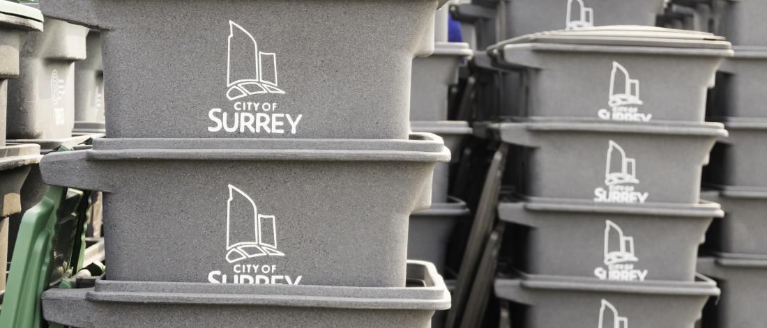 Row of Surrey garbage carts 