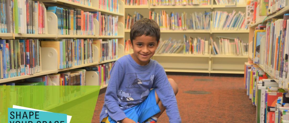 Boy in a library