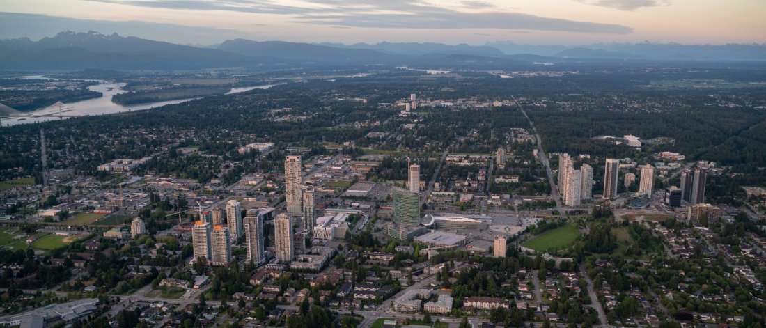 aerial of mixed residential in north surrey.