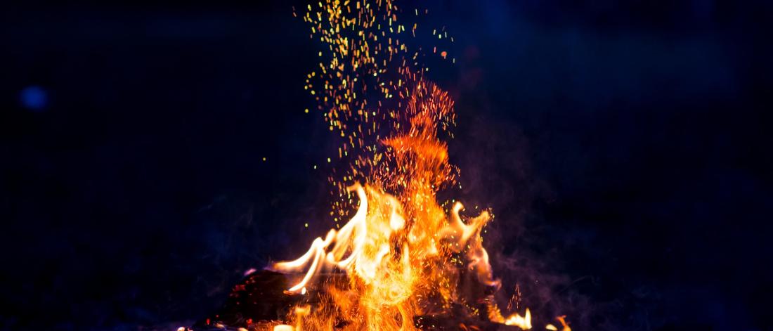 a campfire burning