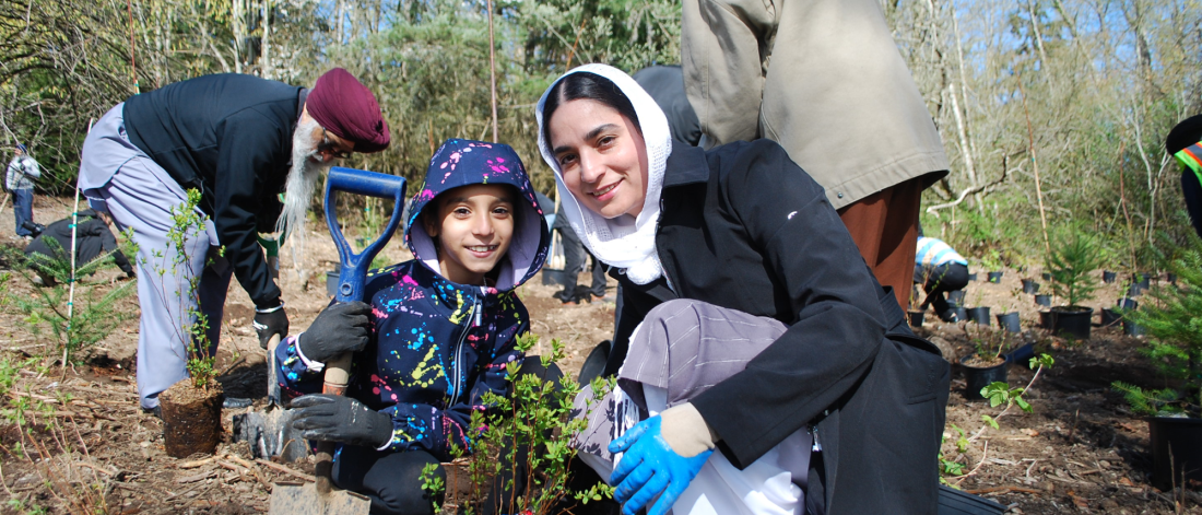 Mother and child tree planting