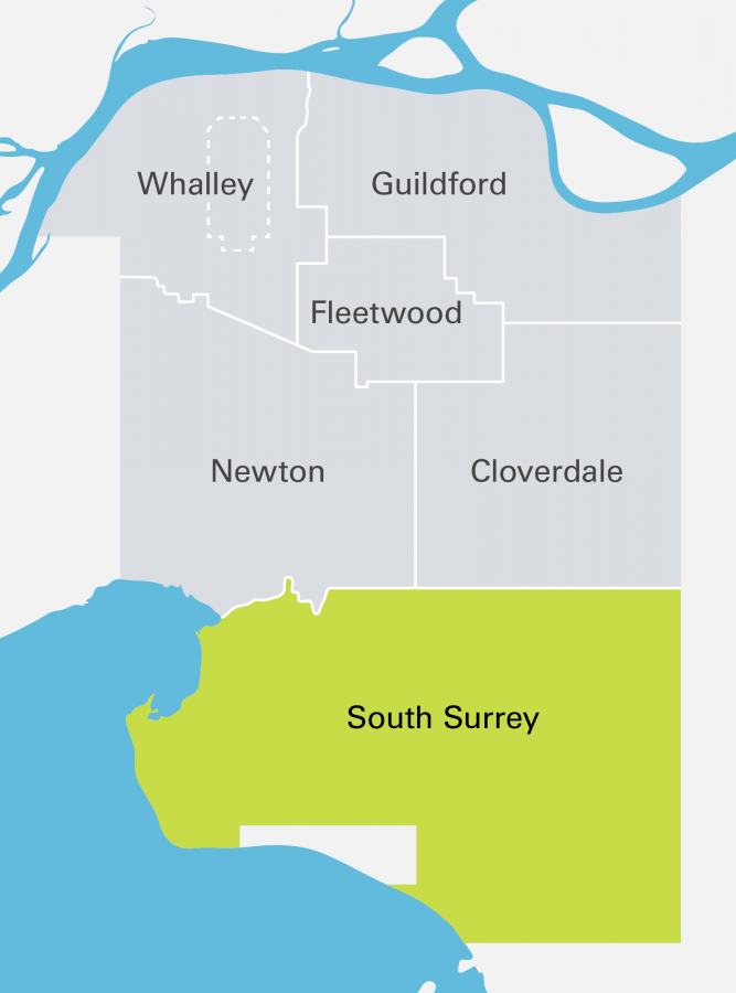 South Surrey Highlighted Community Map