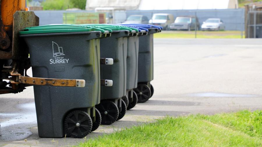 Garbage carts lined up