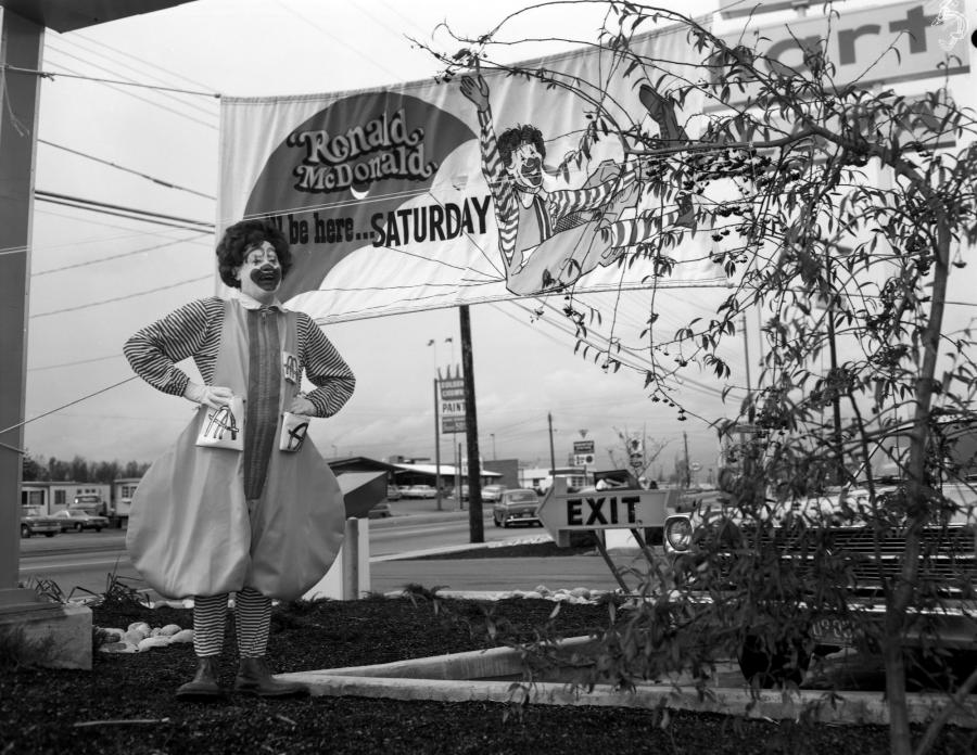 Ronald McDonald in Surrey. 1967