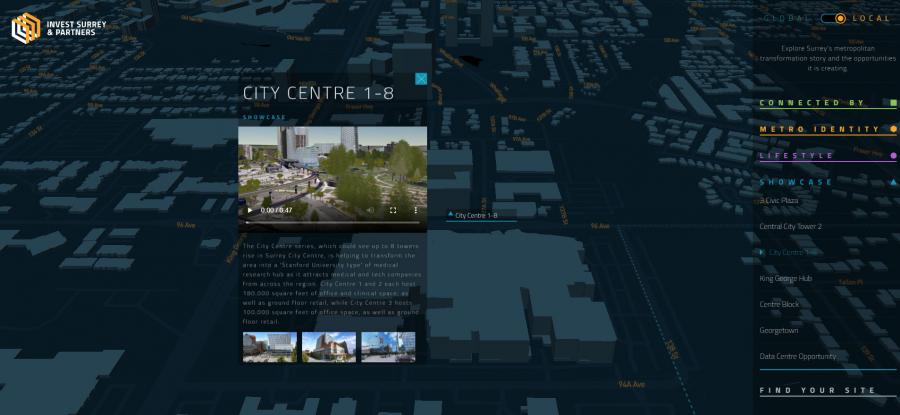 Screen grab of interactive tour of Surrey City Centre
