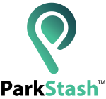 Green and black ParkStash square logo