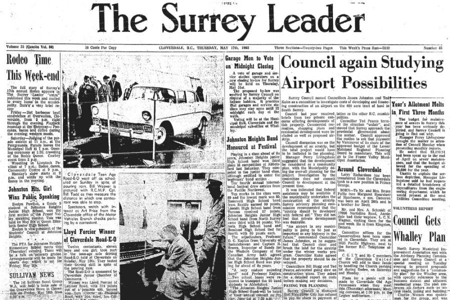 A partial shot of the cover of the May 17, 1962 newspaper cover