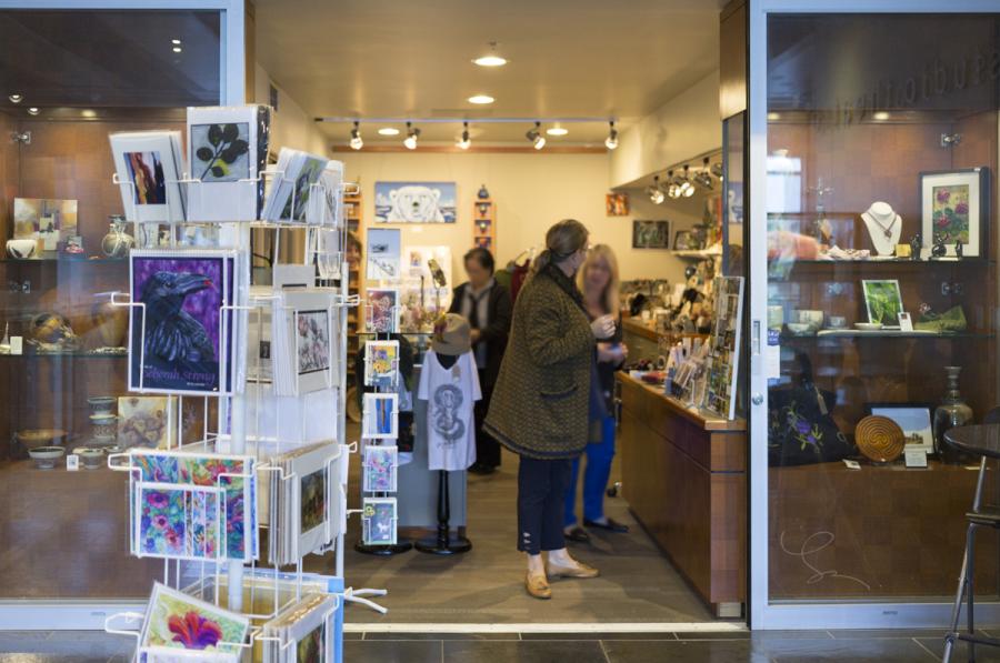 Shoppers in Surrey Art Gallery Association's Gift Shop.