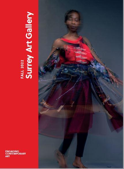 Surrey Art Gallery Fall 2022 Program Guide brochure cover featuring a dancer with flowing beaded garments