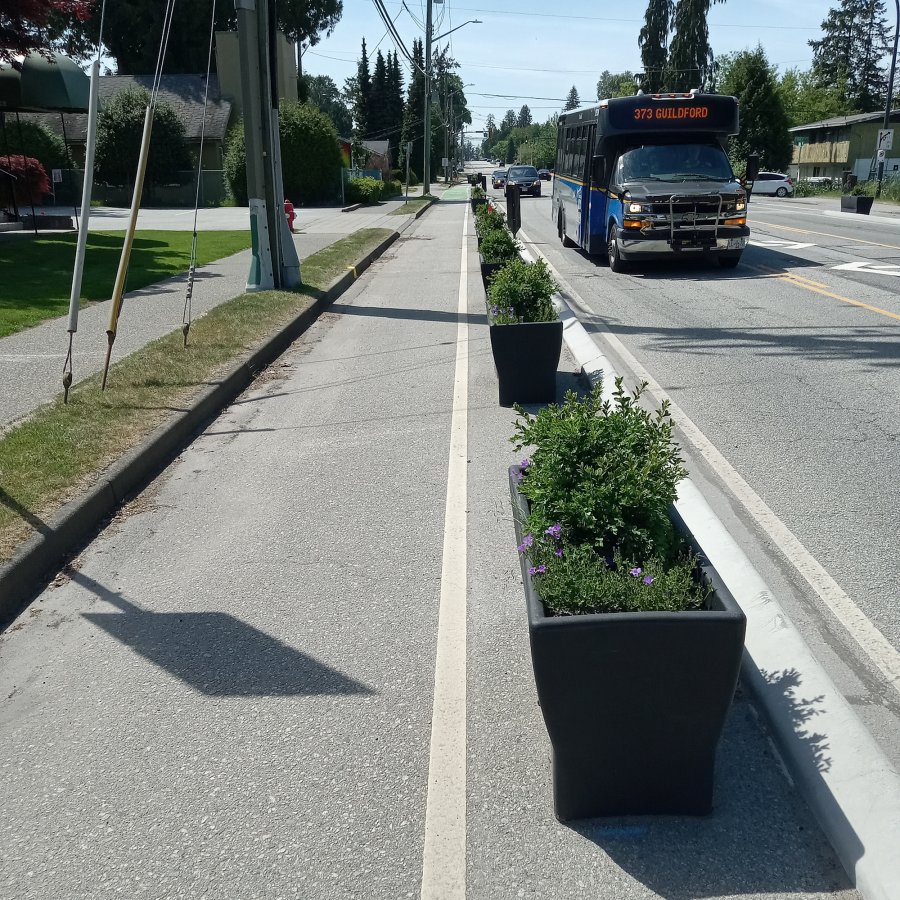 planters along a cycling path