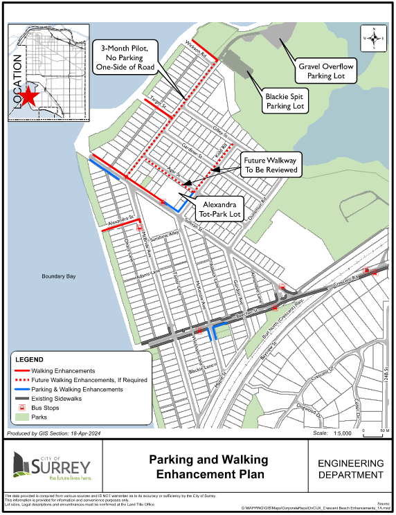 map showing some of the parking initiatives